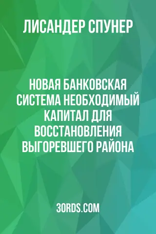 Обложка аудиокниги «Новая банковская система: Необходимый капитал для восстановления выгоревшего района»