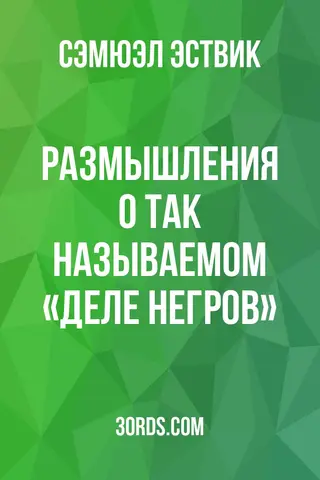 Обложка аудиокниги «Размышления о так называемом «деле негров»»