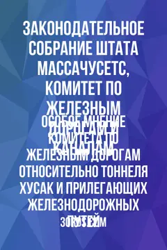 Обложка аудиокниги «Особое мнение Комитета по железным дорогам относительно тоннеля Хусак и прилегающих железнодорожных путей»