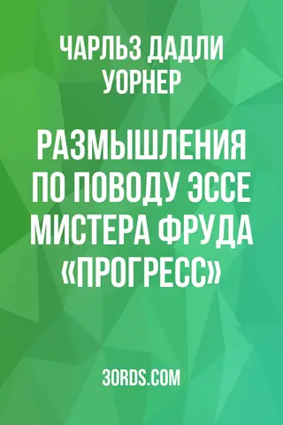 Обложка аудиокниги «Размышления по поводу эссе мистера Фруда «Прогресс»»