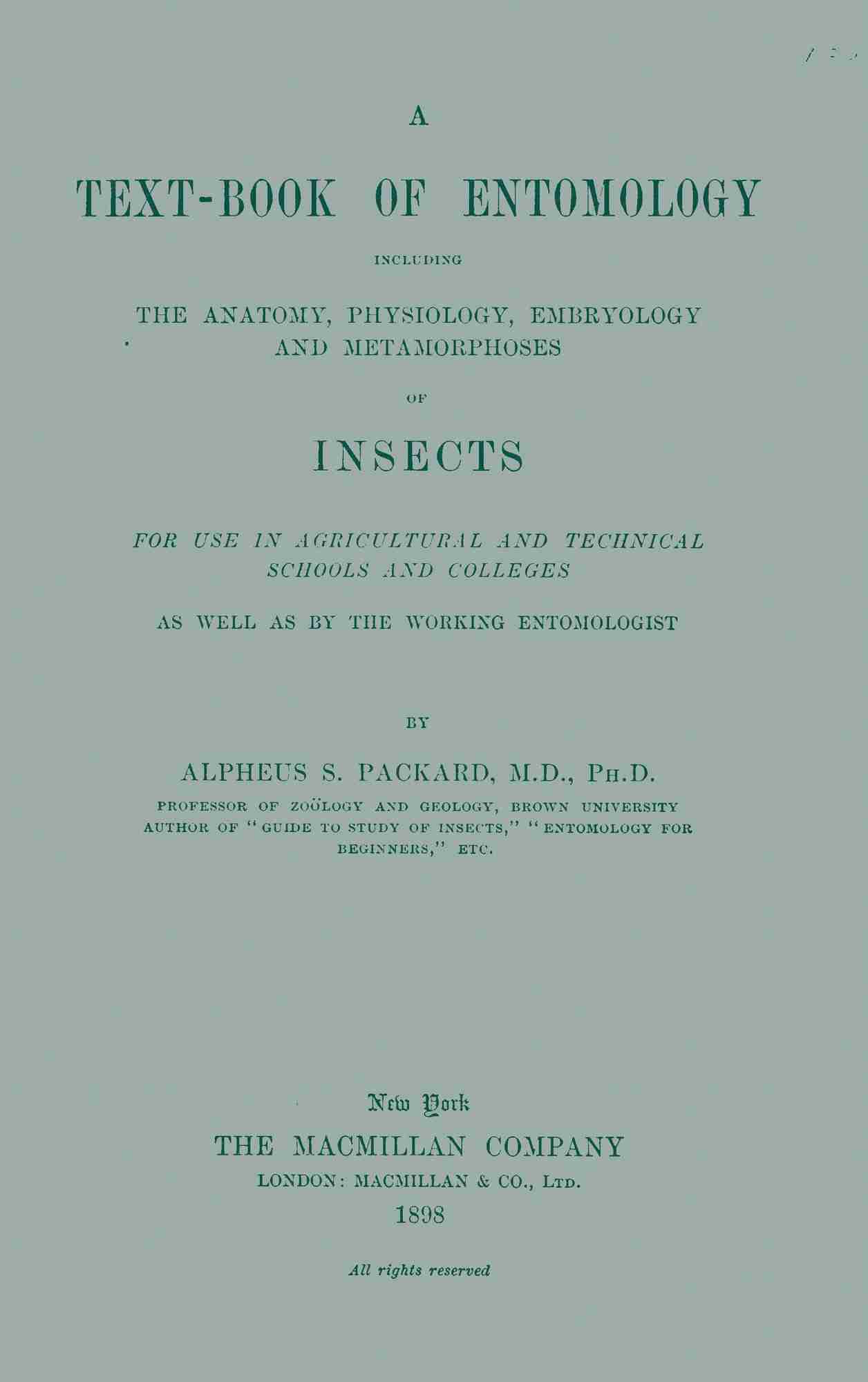 Cover of the audiobook “A Text-book of Entomology”
