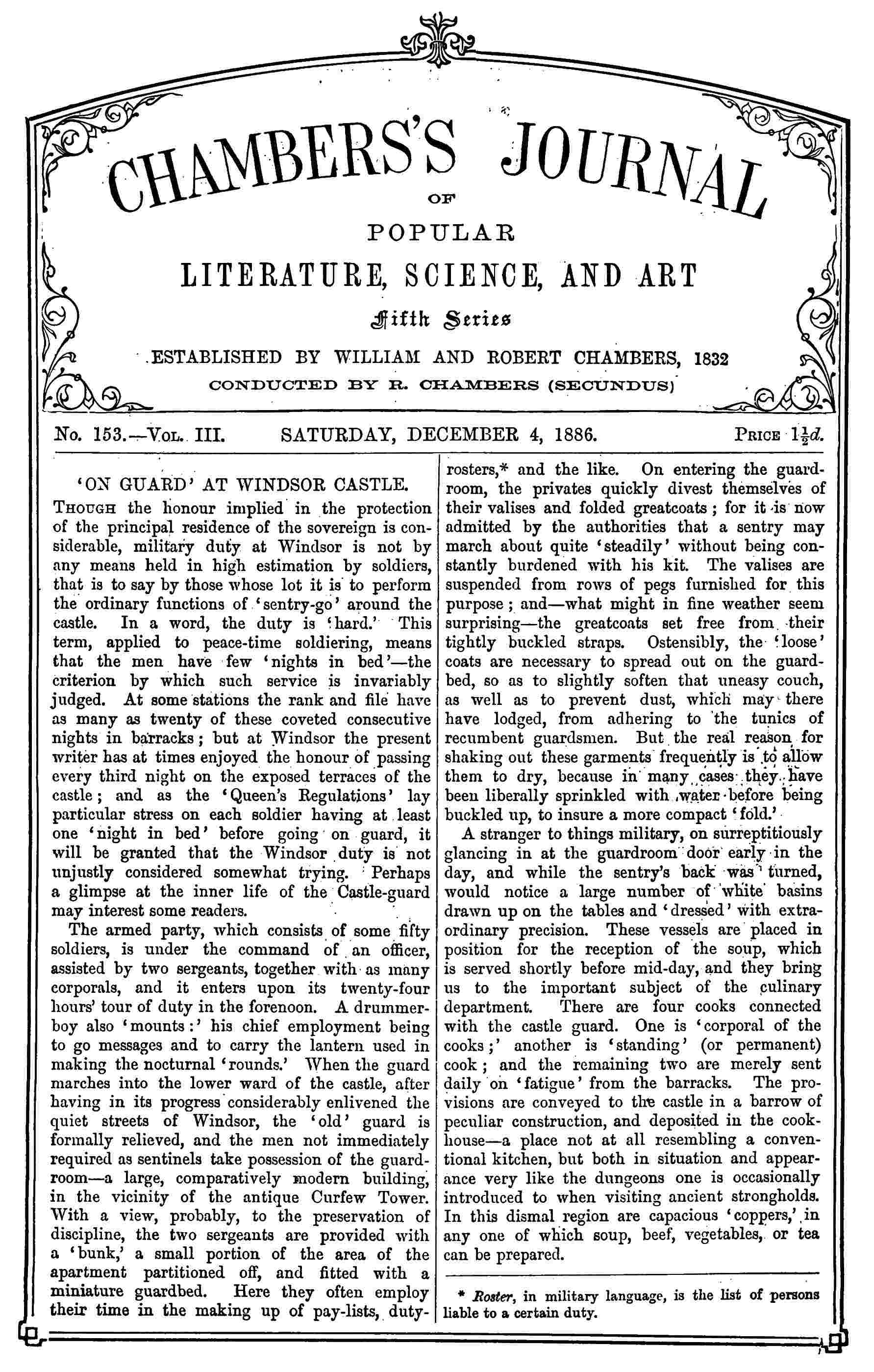 Cover of the audiobook “Chambers's Journal of Popular Literature, Science, and Art, fifth series, no. 153, vol. III, December 4, 1886”