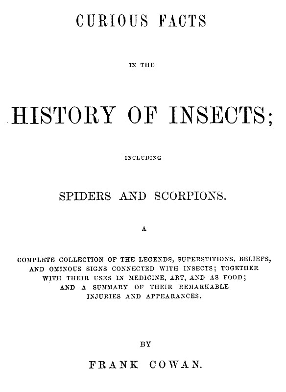 Cover of the audiobook “Curious Facts in the History of Insects; Including Spiders and Scorpions.”