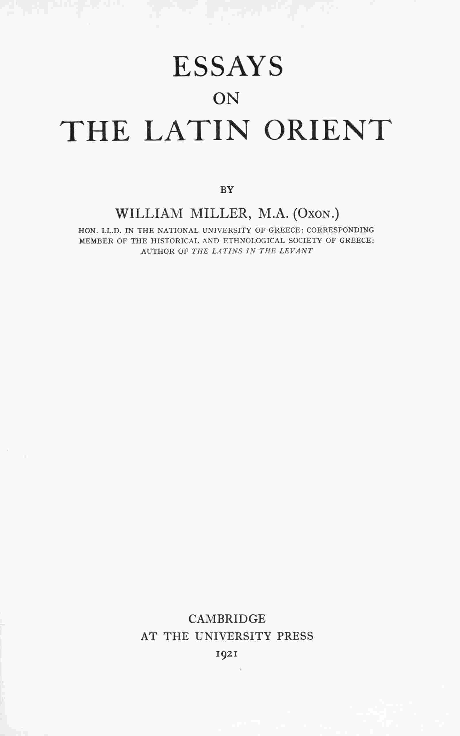 Cover of the audiobook “Essays on the Latin Orient”
