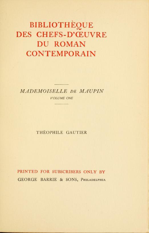 Cover of the audiobook “Mademoiselle de Maupin, Volume 1 (of 2)”