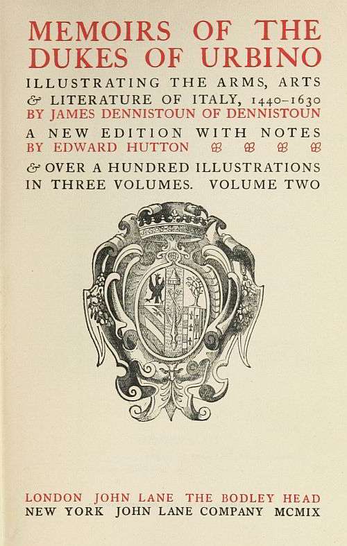 Cover of the audiobook “Memoirs of the Dukes of Urbino, Volume 2 (of 3)”