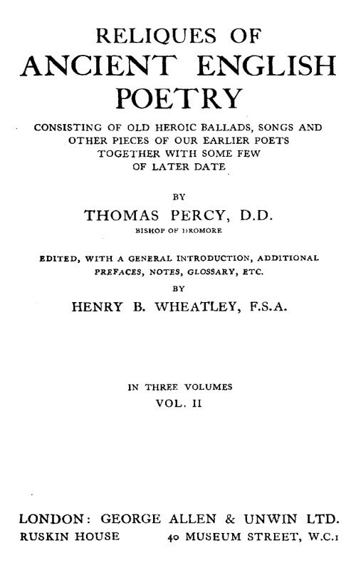 Cover of the audiobook “Reliques of Ancient English Poetry, Volume 2 (of 3)”