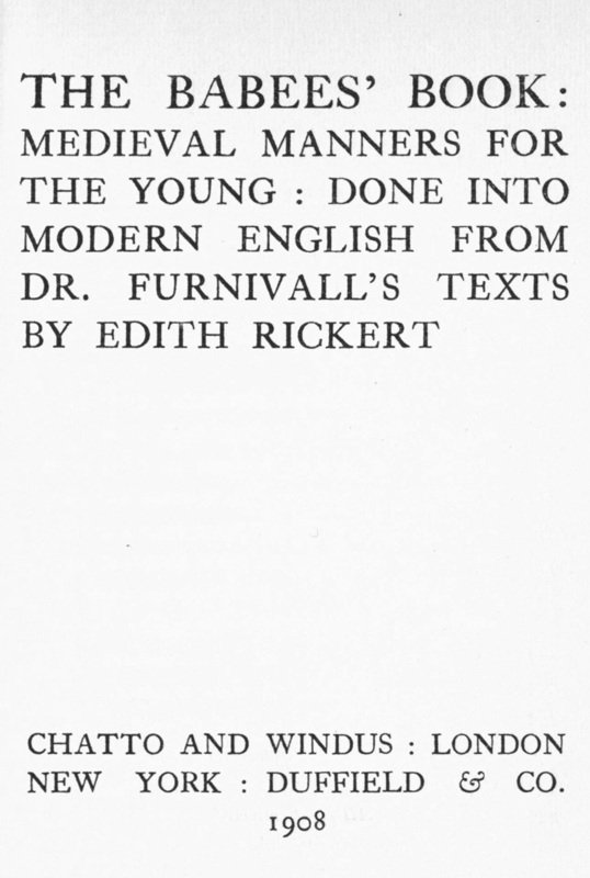 Cover of the audiobook “The Babees' Book: Medieval Manners for the Young: Done into Modern English”