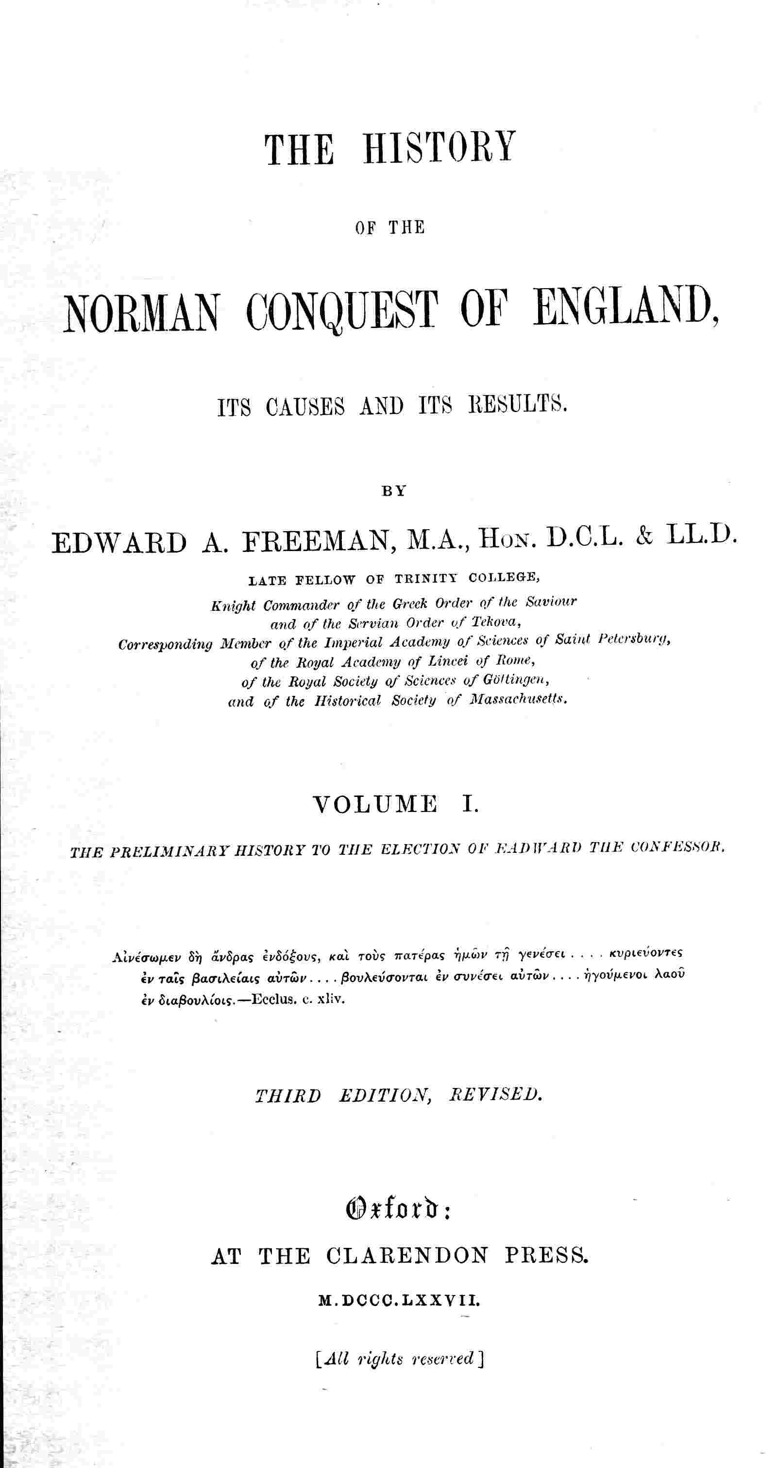 Cover of the audiobook “The history of the Norman conquest of England, its causes and its results, Volume 1 (of 6)”