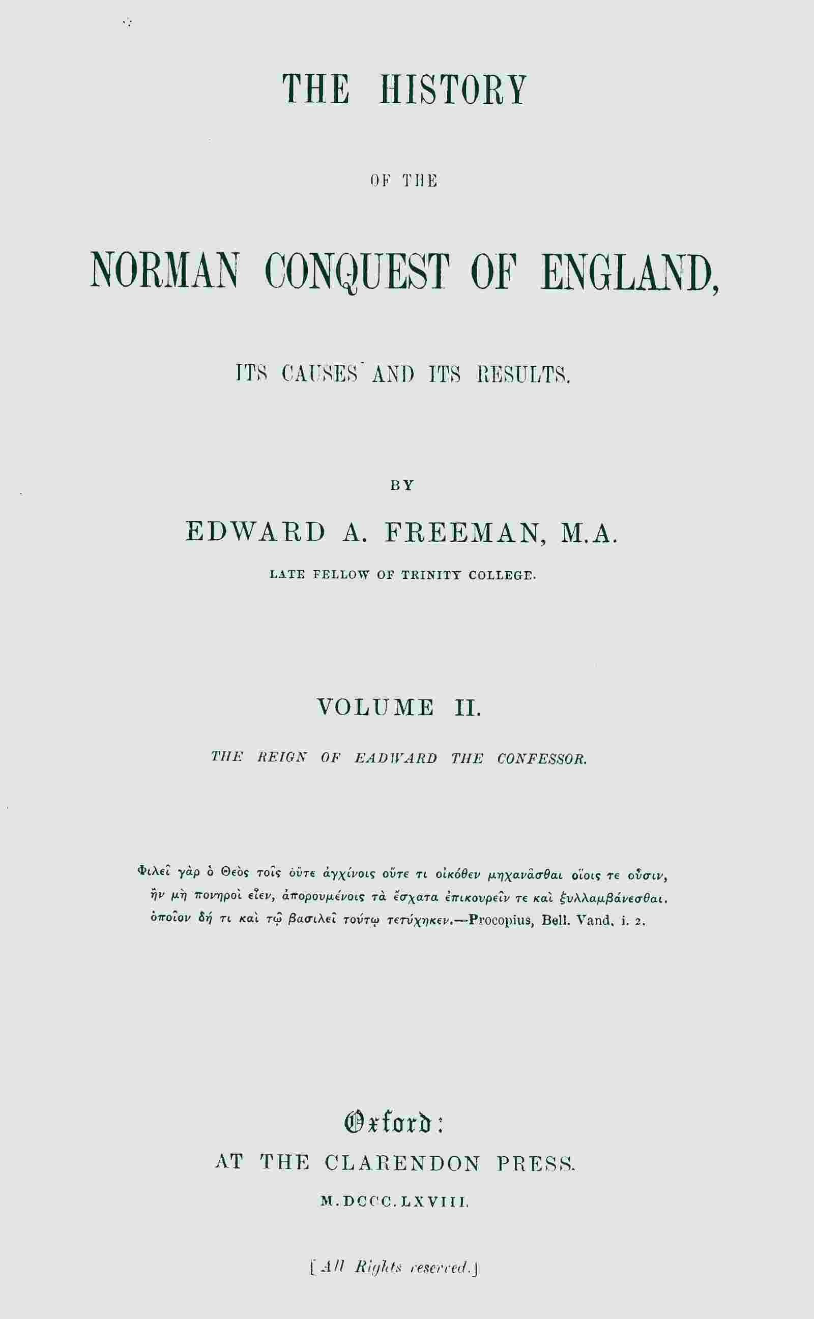 Cover of the audiobook “The history of the Norman conquest of England, its causes and its results, Volume 2 (of 6)”