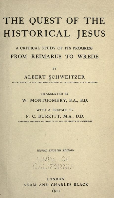 Cover of the audiobook “The quest of the historical Jesus : a critical study of its progress from Reimarus to Wrede”