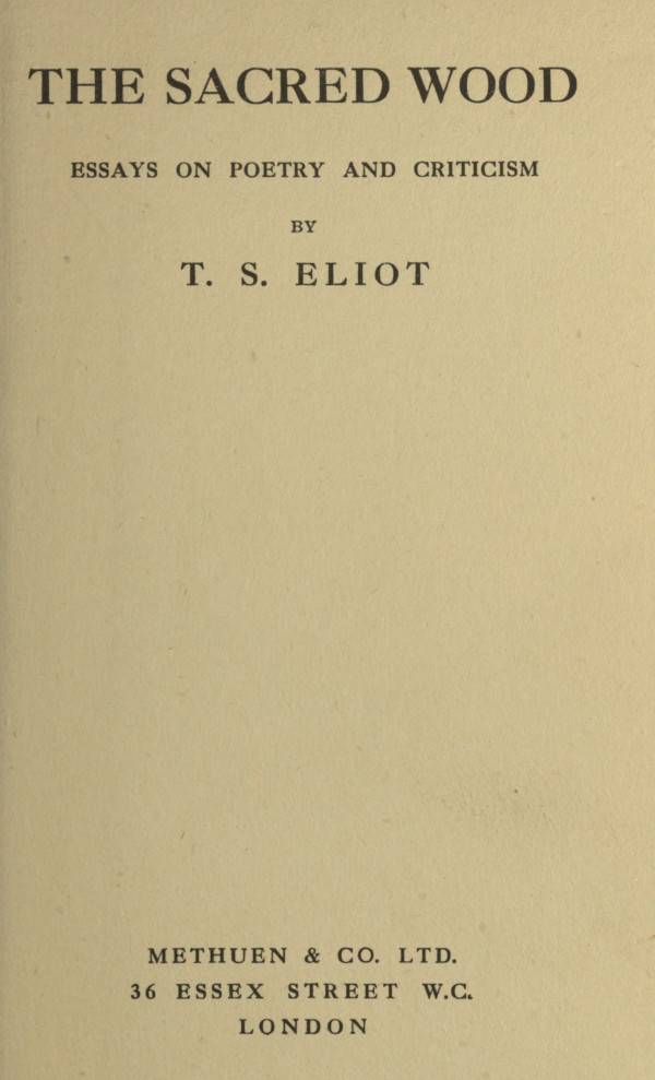 Cover of the audiobook “The Sacred Wood: Essays on Poetry and Criticism”