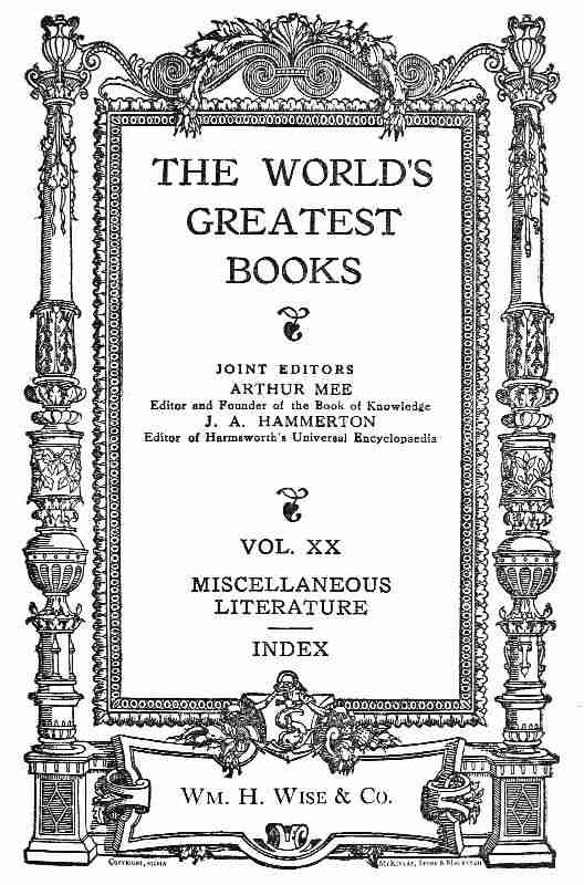 Cover of the audiobook “The World's Greatest Books — Volume 20 — Miscellaneous Literature and Index”