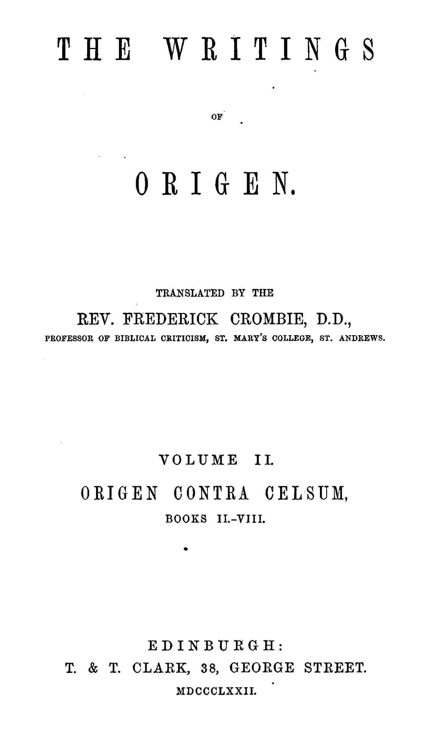 Cover of the audiobook “The writings of Origen, Vol. 2 (of 2)”